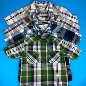 Boys L 14/16 plaid collared button up shirts